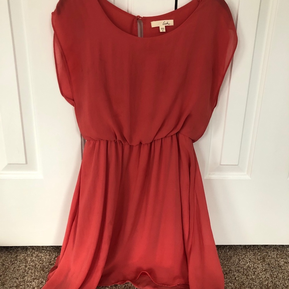 Lush coral chiffon dresss